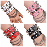 Gothic Punk Style Leather Stitching Wristband Harness