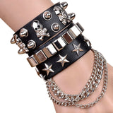 Gothic Punk Style Leather Stitching Wristband Harness