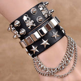 Gothic Punk Style Leather Stitching Wristband Harness