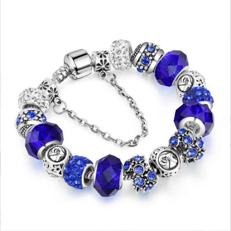 Adjustable Zodiac Bracelet Crystal Beads European American Style