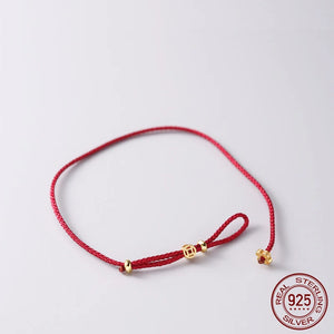 925 Silver Rope Bracelets Women Flower Coins Red Thread Bracelets
