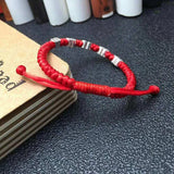 Adjustable 925 Sterling Silver Coins Charm Lucky Red Rope Wrap Bracelet