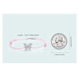 925 Silver Crystal Butterfly Charm Bracelet Pink Women Gift