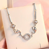 925 Sterling Silver Crystal Dolphin Charm Bracelet Adjustable Gift