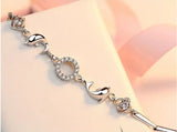925 Sterling Silver Crystal Dolphin Charm Bracelet Adjustable Gift