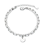 Adjustable 925 Silver Double Layer Bead Bracelet Women Wedding Gift