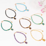 Adjustable Amethysts Chain Bracelet Square Pendant Charm Men Women Crystal