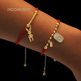 Adjustable Bear Elephant Zircon Charm Bracelet Lucky Braided Red