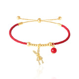 Adjustable Bear Elephant Zircon Charm Bracelet Lucky Braided Red