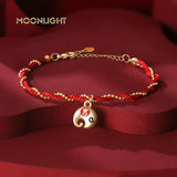 Adjustable Bear Elephant Zircon Charm Bracelet Lucky Braided Red