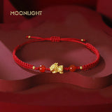 Adjustable Bear Elephant Zircon Charm Bracelet Lucky Braided Red
