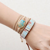 Adjustable Bohemia Ethnic Bracelet Natural Stone Leather Wrap Beads Jewelry