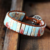 Adjustable Bohemia Ethnic Bracelet Natural Stone Leather Wrap Beads Jewelry