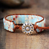 Adjustable Bohemia Ethnic Bracelet Natural Stone Leather Wrap Beads Jewelry