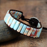Adjustable Bohemia Ethnic Bracelet Natural Stone Leather Wrap Beads Jewelry