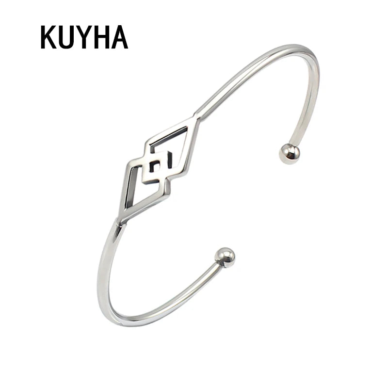 Adjustable Geometric Arm Cuff Bangle Stainless Steel Bracelet