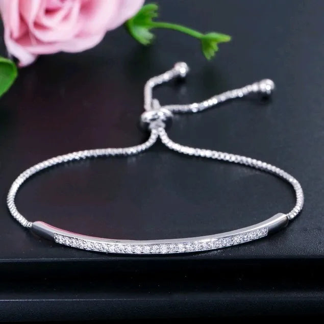 Adjustable Bracelet Bangle for Women Crystal Austrian Slider