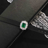 Adjustable Bracelet Bangle Women Leather Rope Emerald Pendant