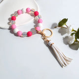 Adjustable Bracelet Keychain Pink Silicon Beads Accessory