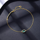 Adjustable Bracelet Silver Chain Link Emerald Lab Gemstone Bezel Setting