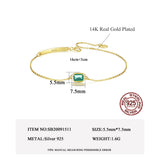 Adjustable Bracelet Silver Chain Link Emerald Lab Gemstone Bezel Setting