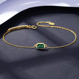 Adjustable Bracelet Silver Chain Link Emerald Lab Gemstone Bezel Setting