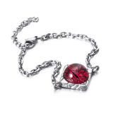 Adjustable Stainless Steel Red Eye Bracelet for Women