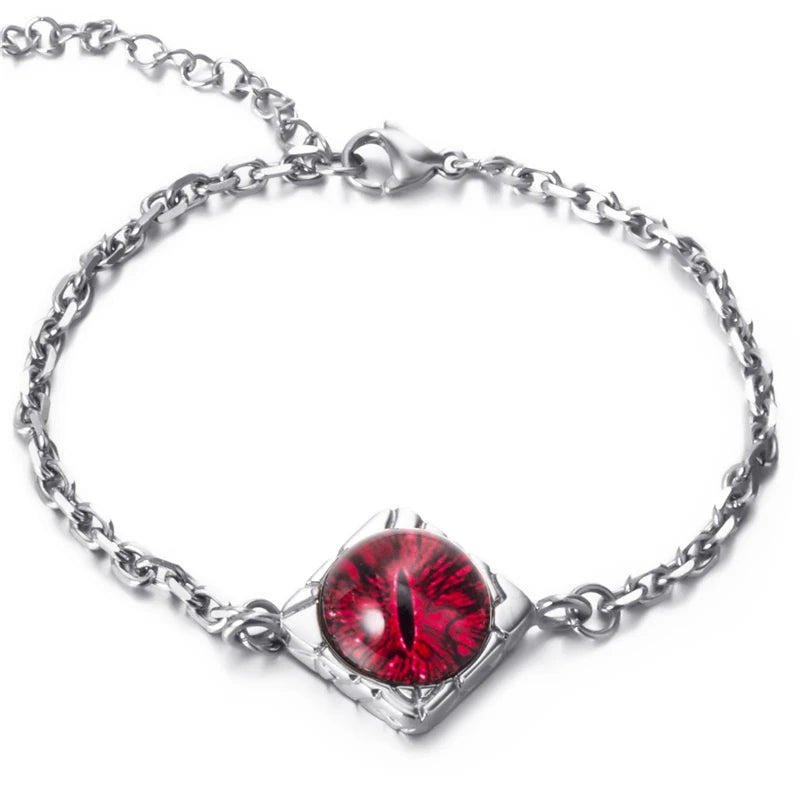 Adjustable Stainless Steel Red Eye Bracelet for Women