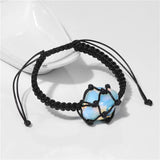 Adjustable Braided Mesh Bracelet with Natural Stone Charms