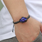 Adjustable Braided Mesh Bracelet with Natural Stone Charms