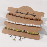 Adjustable Braided Bracelet Set Natural Stone Beads Agate Howlite Bangle