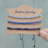 Adjustable Braided Bracelet Set Natural Stone Beads Agate Howlite Bangle