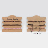 Adjustable Braided Bracelet Set Natural Stone Beads Agate Howlite Bangle
