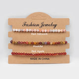 Adjustable Braided Bracelet Set Natural Stone Beads Agate Howlite Bangle