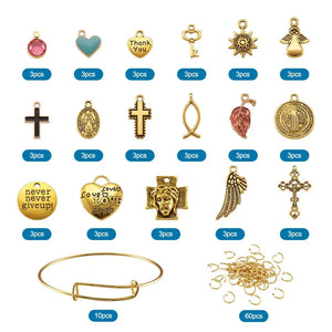 Adjustable Brass Bangle Glass Charms DIY Bracelet Making
