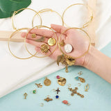 Adjustable Brass Bangle Glass Charms DIY Bracelet Making
