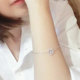 925 Silver Cat Charm Bracelet Adjustable Chain Crystal Bangle Femme Gift