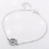 925 Silver Cat Charm Bracelet Adjustable Chain Crystal Bangle Femme Gift