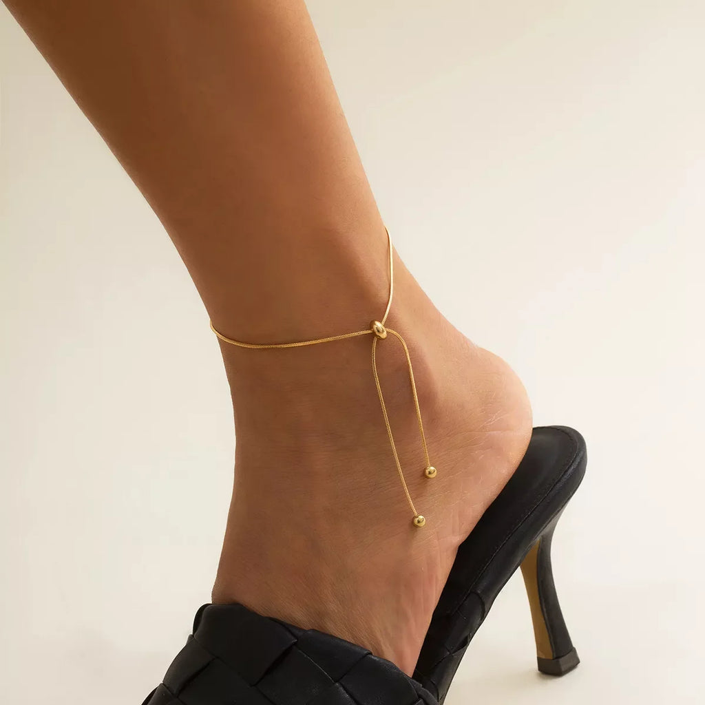 Adjustable Chain Anklet Bracelet for Women Vintage Foot Beach Jewelry