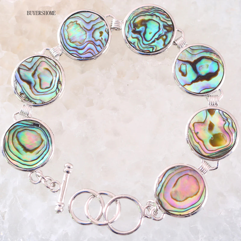 Adjustable Abalone Shell Beaded Bangle Bracelet for Men Women