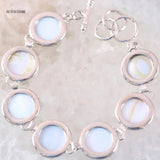 Adjustable Abalone Shell Beaded Bangle Bracelet for Men Women