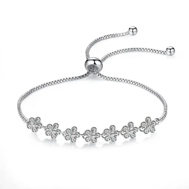 Adjustable Chain Bracelet Zircon Flower Kpop Style Hand Jewelry