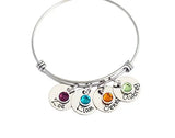 Adjustable Charm Bangle Bracelet Personalized Family Jewelry Gift YP3080