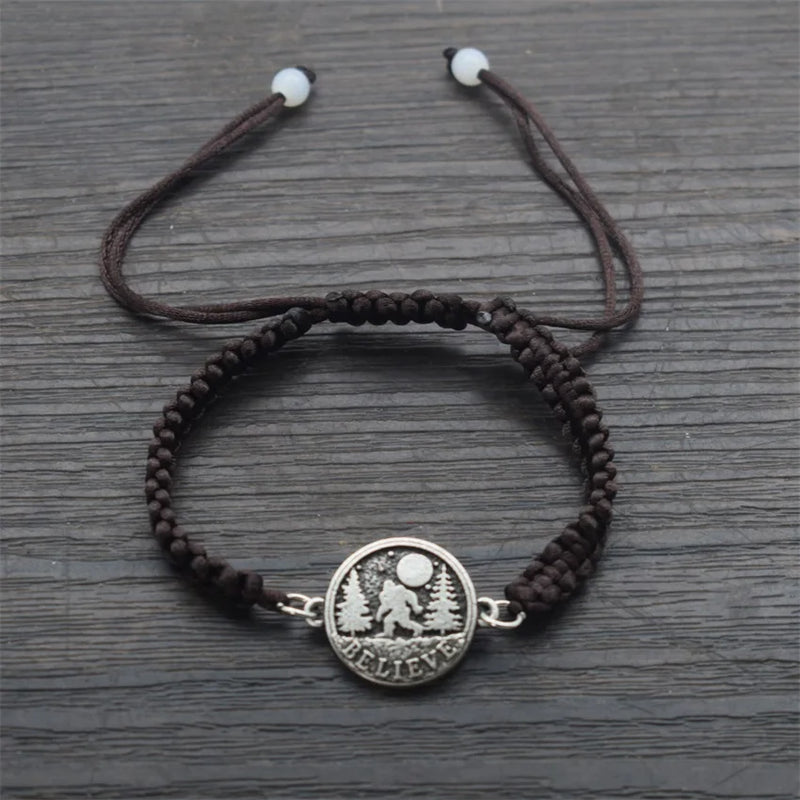 Adjustable Hand Woven Bigfoot Charms Bracelet