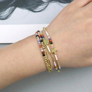 Adjustable Colorful Stone Beads Bracelet with Charms