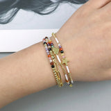 Adjustable Colorful Stone Beads Bracelet with Charms