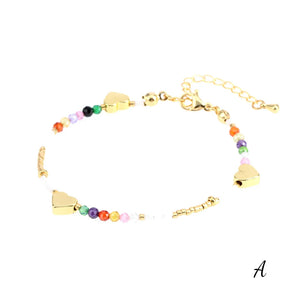 Adjustable Colorful Stone Beads Bracelet with Charms