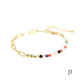 Adjustable Colorful Stone Beads Bracelet with Charms
