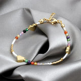Adjustable Colorful Stone Beads Bracelet with Charms