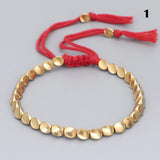 Adjustable Copper Beads Tassel Bracelet Lucky Rope Wrist Chain